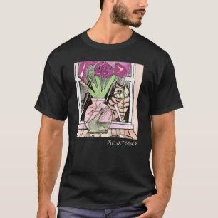 Cubism Art Style Picatsso Cat in Window Funny Cat T-Shirt