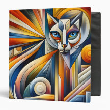 Cubism Cat Bold Colours 3-Ring Binder