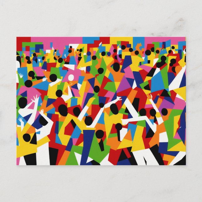 Cubism Dancing Party Postcard (Front)