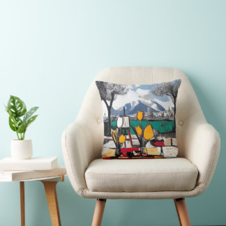 Cubism & Fauvism Style Floral Pillow