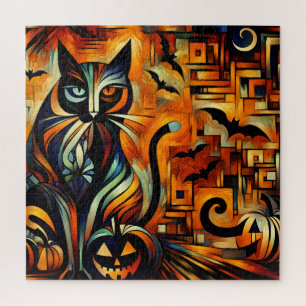 Cubism Halloween Cat Jigsaw Puzzle