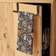 Cubism Halloween Design Kitchen Towel