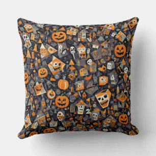 Cubism Halloween Throw Pillow