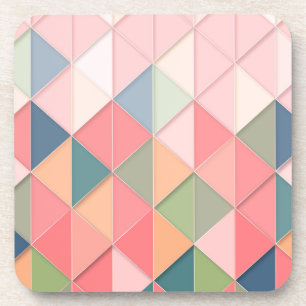 CUBISM pastel Shades GEOMETRIC - ADD MONOGRAM Coaster