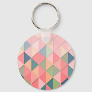 CUBISM pastel Shades GEOMETRIC - ADD MONOGRAM Keychain