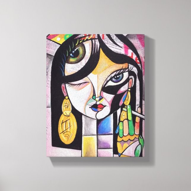 Cubism Portrait Girl Canvas Print (Front)