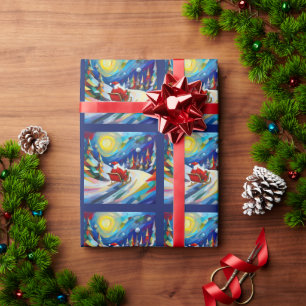 Cubism Santa Christmas Holiday Wrapping Paper