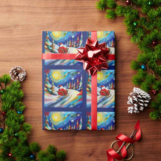 Cubism Santa Christmas Holiday  Wrapping Paper (Holiday Gift)