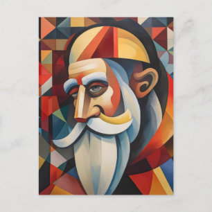 Cubism Santa Claus Holiday Postcard