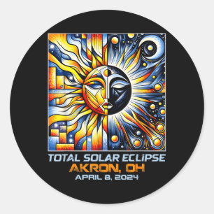 Cubism Total Solar Eclipse Akron Ohio Classic Round Sticker