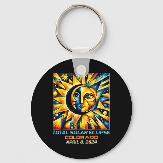 Cubism Total Solar Eclipse Colorado CO Keychain (Front)