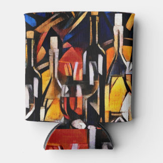 Cubism Wine Themes: Bottles & Grapes Can Cooler