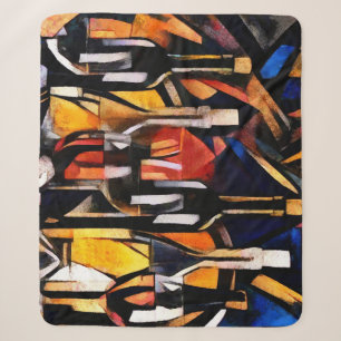 Cubism Wine Themes: Bottles & Grapes Sherpa Blanket