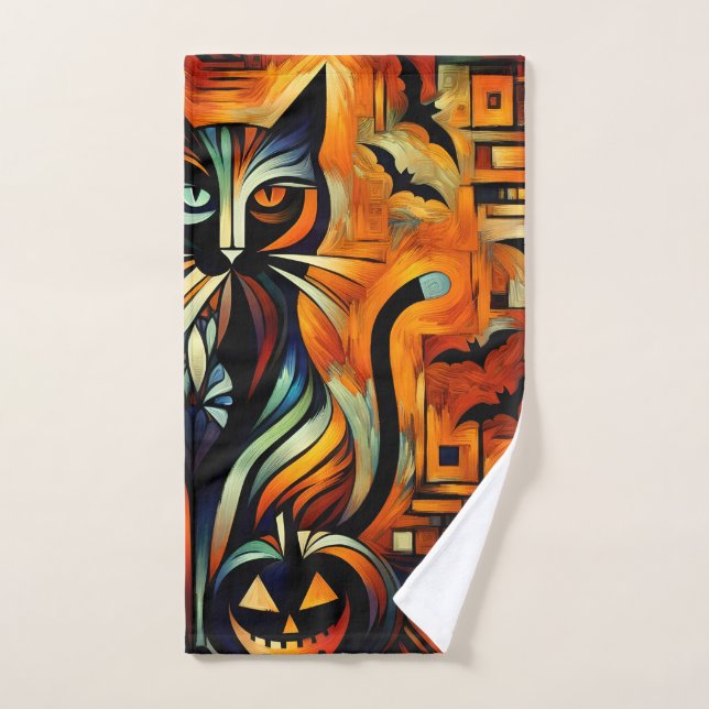 Cubisme Halloween Chat (Serviette à main)