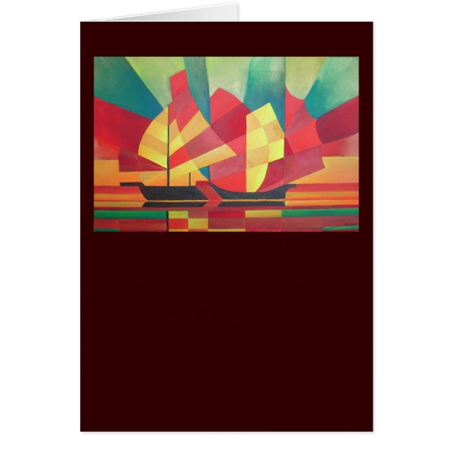 Cubist Abstract of Junk Sails and Ocean Skies (Front)