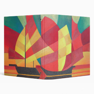 Cubist Abstract of Junk Sails and Ocean Skies Binder