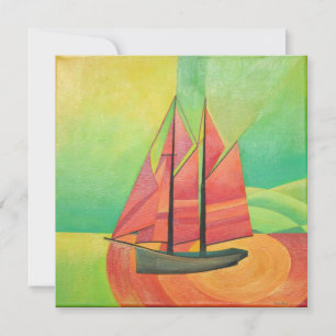Cubist Abstract Sailing Boat Geometric Art