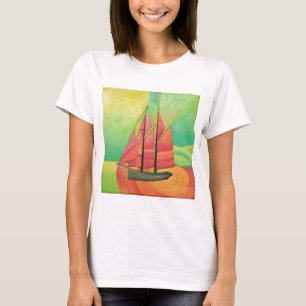 Cubist Abstract Sailing Boat Geometric Art T-Shirt