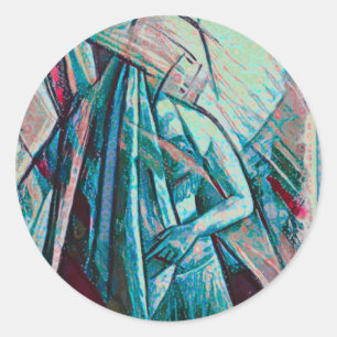 Cubist Art Deco Belly Dancer Classic Round Sticker