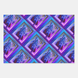Cubist Art Deco Belly Dancer in Purple & Blue Wrapping Paper Sheet