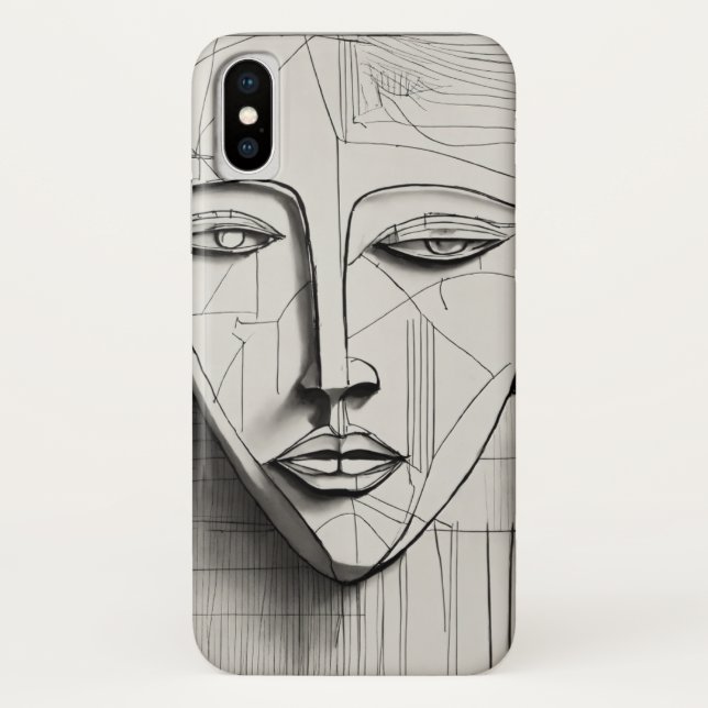Cubist Art iPhone X Coque - Unique Abstract Design (Dos)