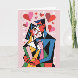 Cubist Art Valentines Day Card Modern Abstract