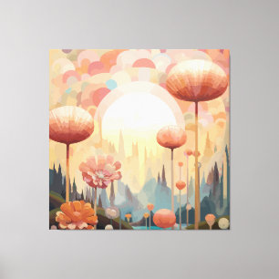Cubist Botanical Reverie Abstract landscape Canvas Print
