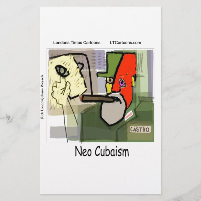 Cubist Castro NeoCubaism Funny Stationery (Front)