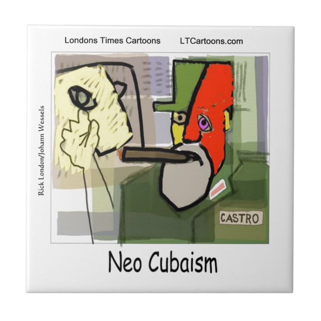 Cubist Castro NeoCubaism Funny Tile (Front)