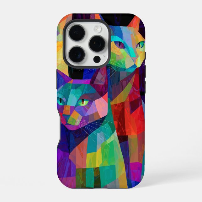 Cubist Cat Sentinels iPhone Case (Back)