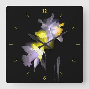 Cubist Daffodils Square Wall Clock