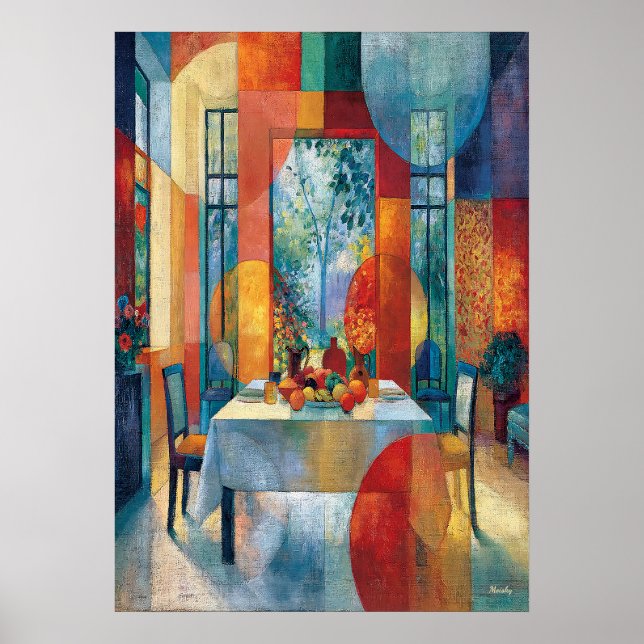 Cubist Dining Room Interior Poster (Front)