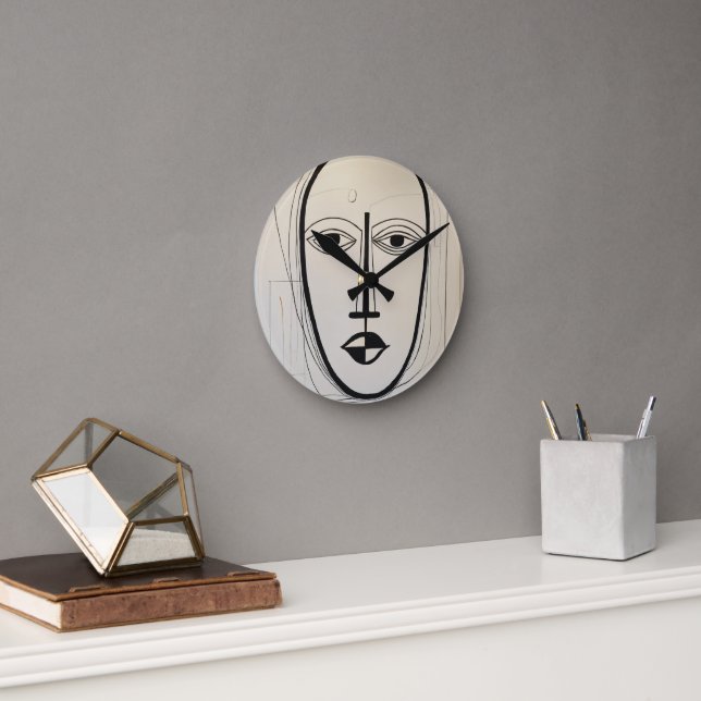 Cubist Face Art - Abstract Design Round Clock (Office)