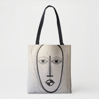 Cubist Face Art Tote Bag - Unique Abstract Design