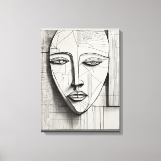 Cubist Face Stretched Canvas Print 