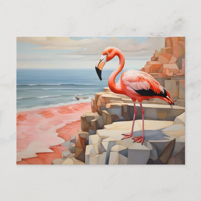 cubist flamingo postcard (Front)