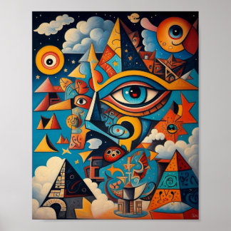 Cubist Graffiti ART- A Fusion of Art and AI Poster