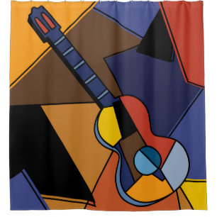Cubist Guitar Surrealism Painting.