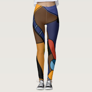 Cubist Guitar Surrealism Painting. Leggings