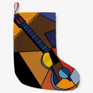 Cubist Guitar Surrealism Painting. Small Christmas Stocking