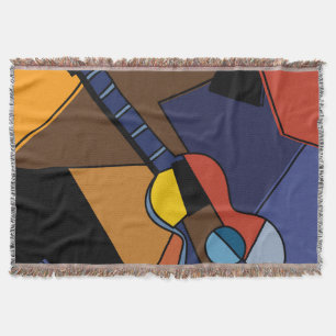 Cubist Guitar Surrealism Painting. Throw Blanket