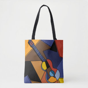 Cubist Guitar Surrealism Painting. Tote Bag