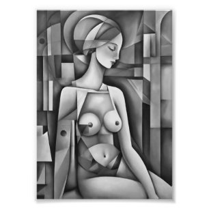 "Cubist Interpretation: Feminine Body in Abstract  Photo Print