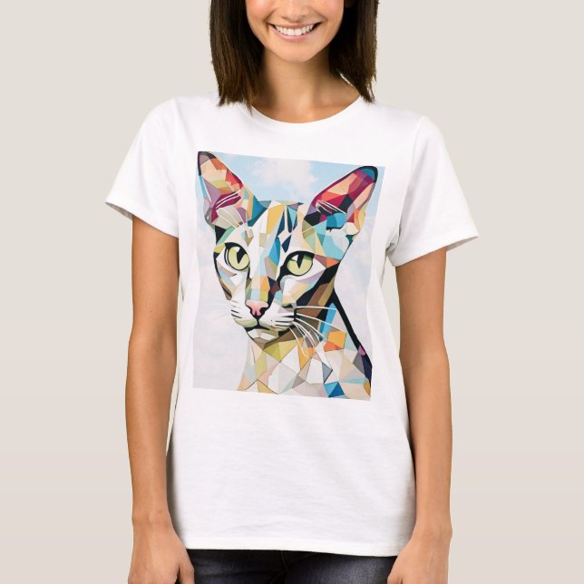 Cubist Oriental Cat Tshirt (Front)