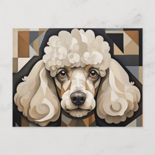 Cubist Poodle Portrait with Abstract Geometric Postcard