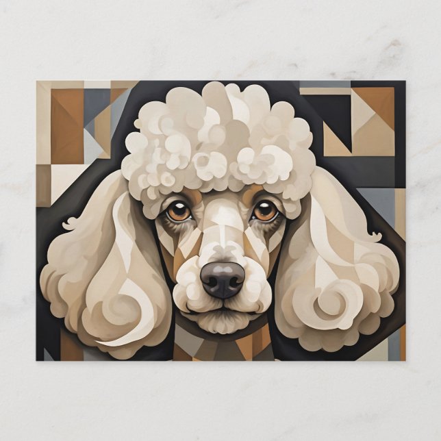 Cubist Poodle Portrait with Abstract Geometric Postcard (Front)