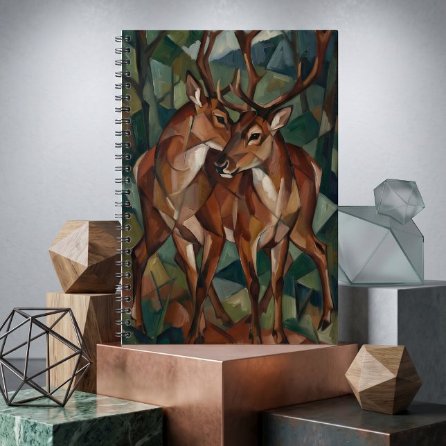 Cubist Style Reindeer Notebook (Styled Shot)