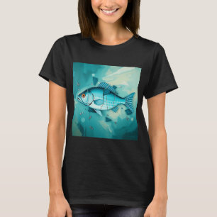Cubist Turquoise Fish Fragmentation T-Shirt
