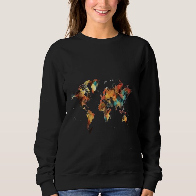 Cubist World Map Sweatshirt (Front)