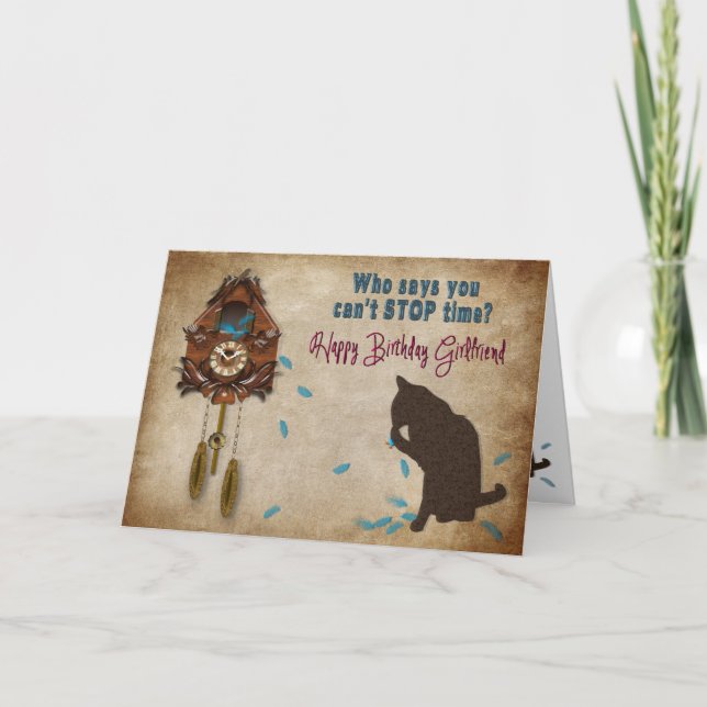 Cuckoo Clock Birthday - GirlFriend Card (Front)
